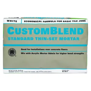 CUSTOM CBTSW50 Thin-Set Mortar, White, Powder, 50 lb Bag