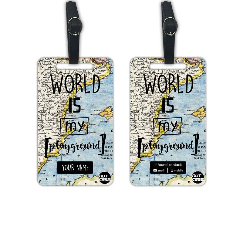 Customized Travel Luggage Tag with Your Name Set of 2 - World