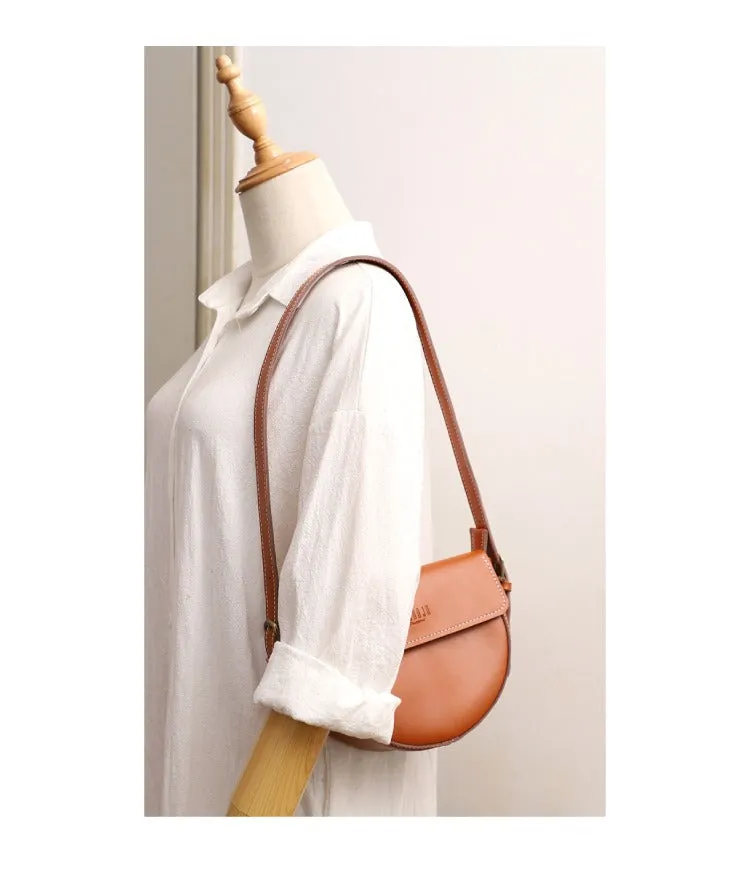 Cute Coffee LEATHER Saddle Bag WOMEN SHOULDER BAG Small Saddle Crossbody Purse FOR WOMEN