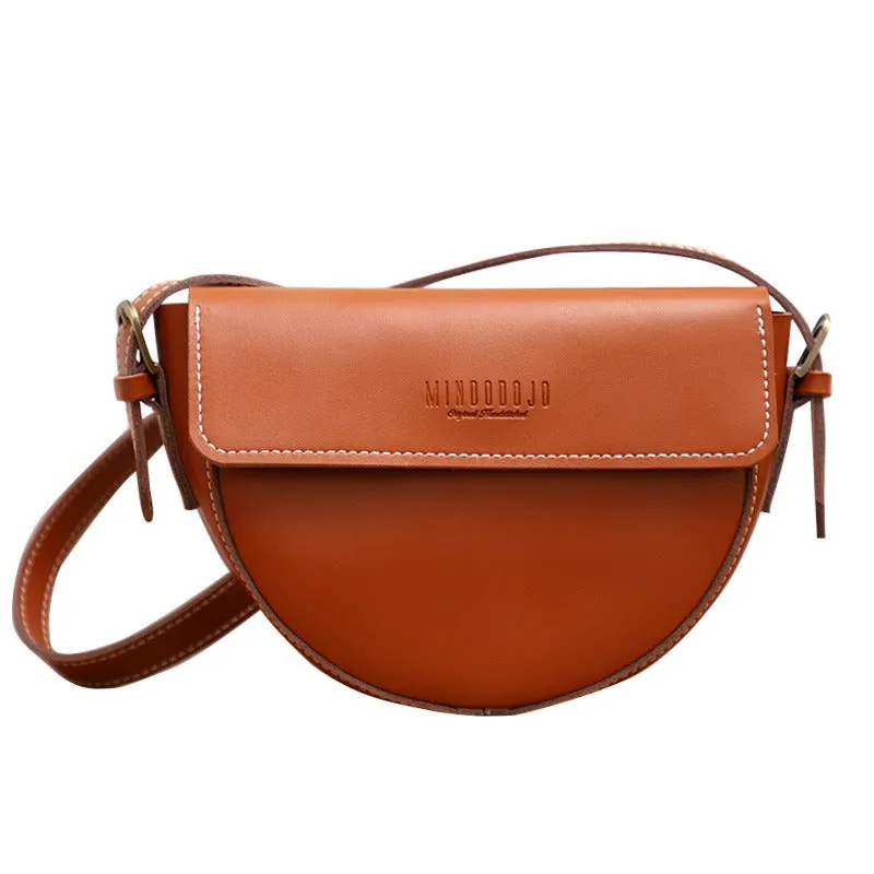 Cute Coffee LEATHER Saddle Bag WOMEN SHOULDER BAG Small Saddle Crossbody Purse FOR WOMEN