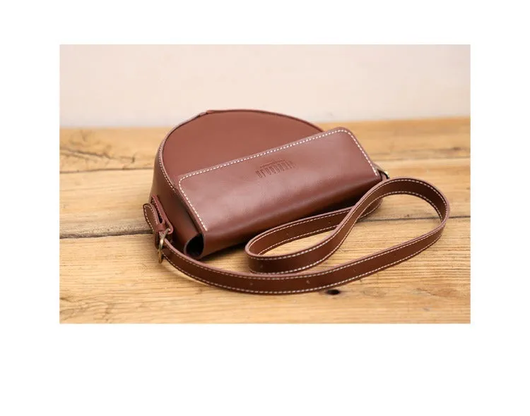 Cute Coffee LEATHER Saddle Bag WOMEN SHOULDER BAG Small Saddle Crossbody Purse FOR WOMEN