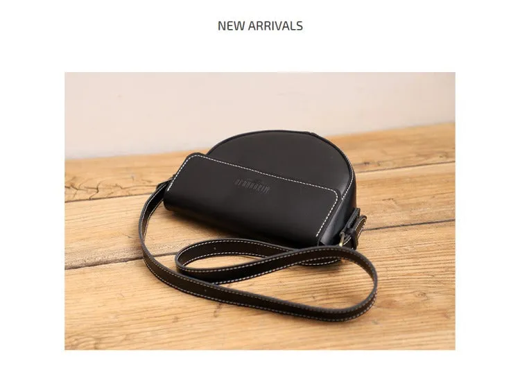 Cute Coffee LEATHER Saddle Bag WOMEN SHOULDER BAG Small Saddle Crossbody Purse FOR WOMEN