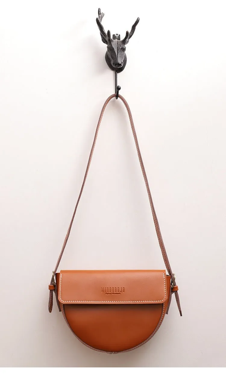 Cute Coffee LEATHER Saddle Bag WOMEN SHOULDER BAG Small Saddle Crossbody Purse FOR WOMEN