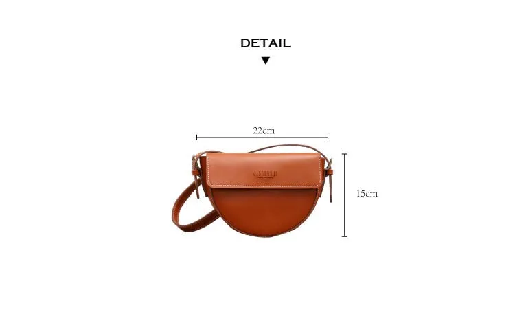 Cute Coffee LEATHER Saddle Bag WOMEN SHOULDER BAG Small Saddle Crossbody Purse FOR WOMEN