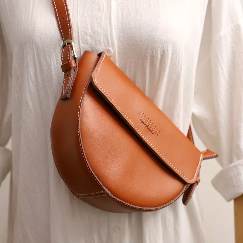 Cute Coffee LEATHER Saddle Bag WOMEN SHOULDER BAG Small Saddle Crossbody Purse FOR WOMEN