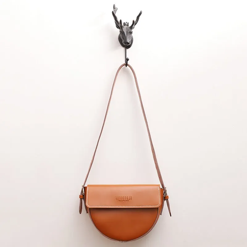 Cute Coffee LEATHER Saddle Bag WOMEN SHOULDER BAG Small Saddle Crossbody Purse FOR WOMEN