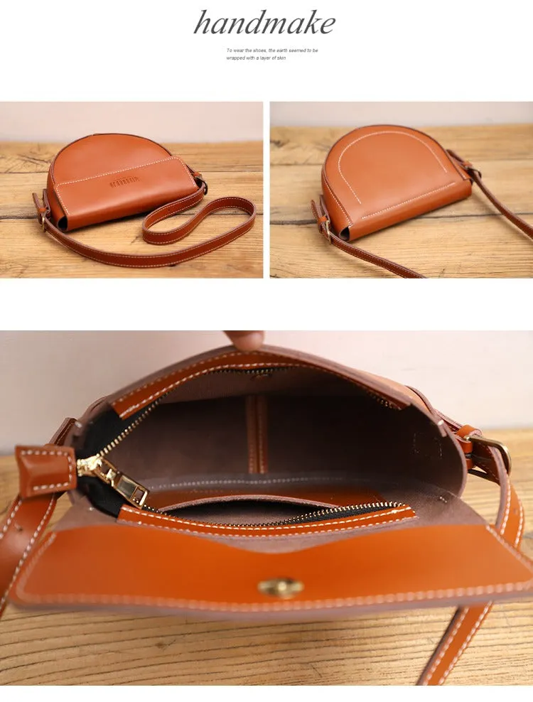 Cute Coffee LEATHER Saddle Bag WOMEN SHOULDER BAG Small Saddle Crossbody Purse FOR WOMEN