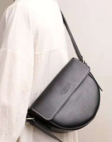 Cute Coffee LEATHER Saddle Bag WOMEN SHOULDER BAG Small Saddle Crossbody Purse FOR WOMEN