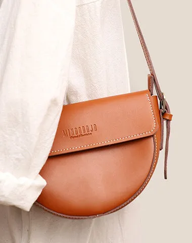 Cute Coffee LEATHER Saddle Bag WOMEN SHOULDER BAG Small Saddle Crossbody Purse FOR WOMEN