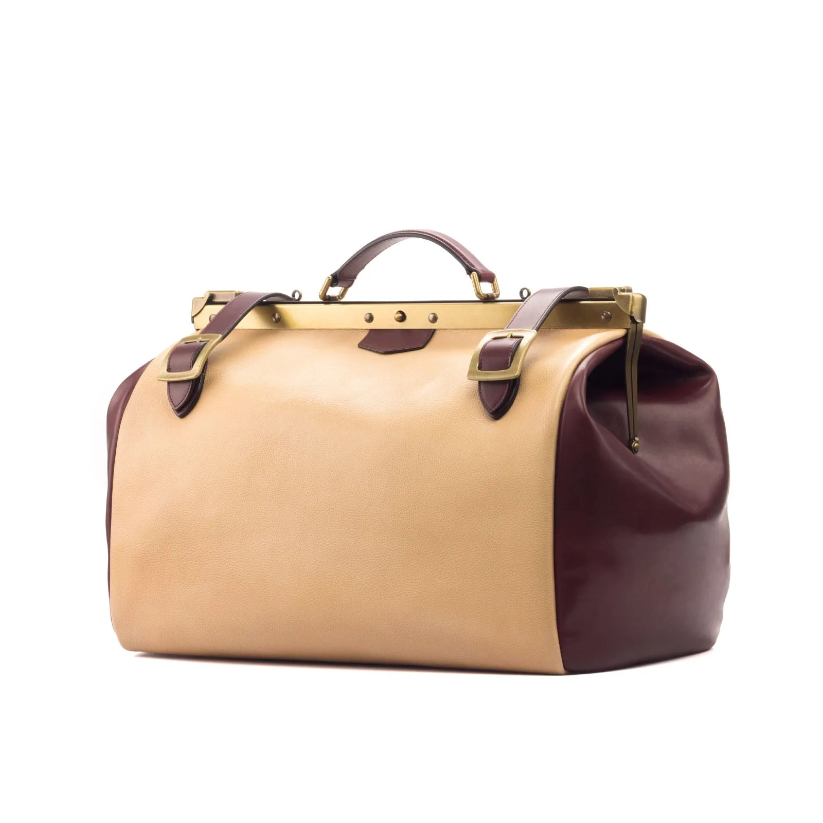 DapperFam Luxe Men's Doctor Bag in Burgundy Painted Calf