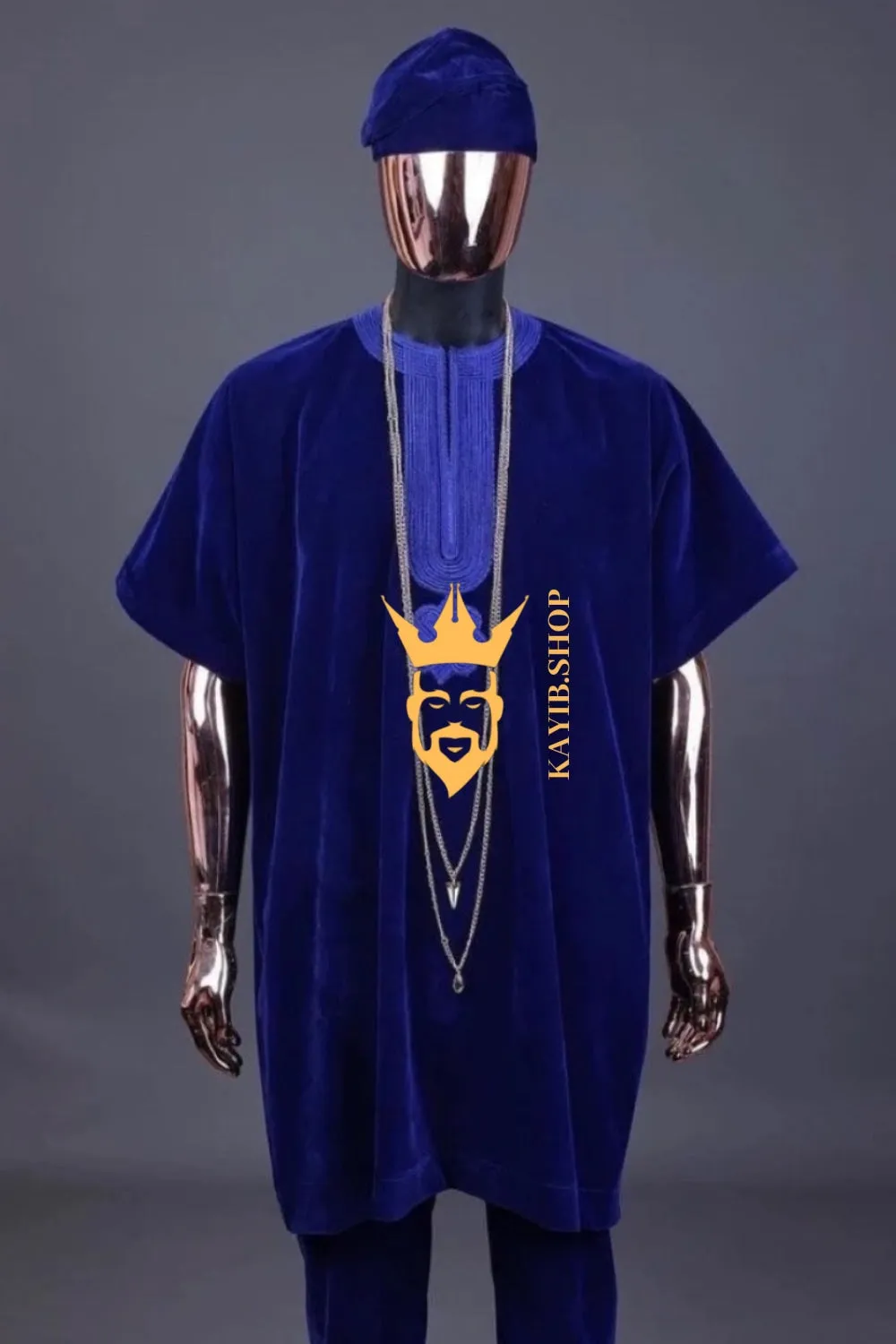 Dashiki Inspired Men's Velvet Kaftan Set | African Wedding Wear & Ethnic Clothing