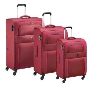 Delsey Paris Cuzco 4W Red Soft Suitcase- set of 3