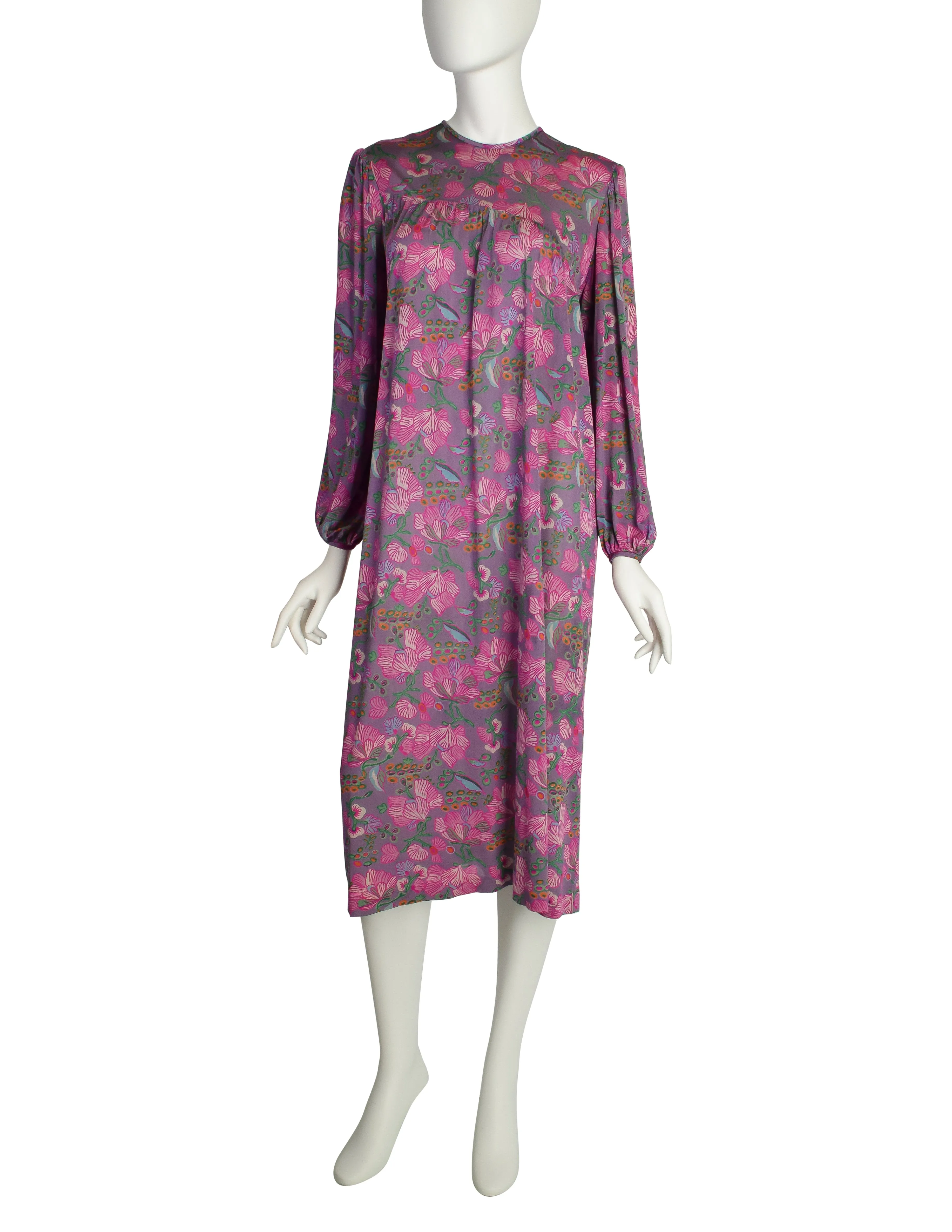 Diane von Furstenberg Vintage Purple Floral Silk Jersey Tent Dress