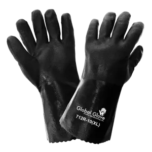 Double Dipped PVC Coated Chemical Work Gloves, 712R - 12" Gauntlet Cuff, Size 10 - XL (1 Pair)