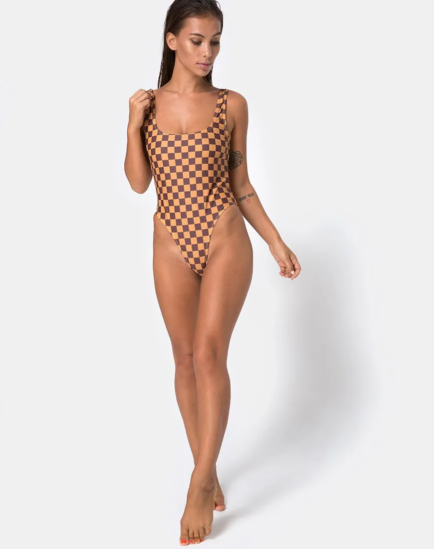 Drela Swimsuit in Mocha Checker