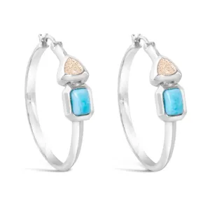 Dune Jewelry - Serenity Hoop Earrings - Larimar and LBI Sand