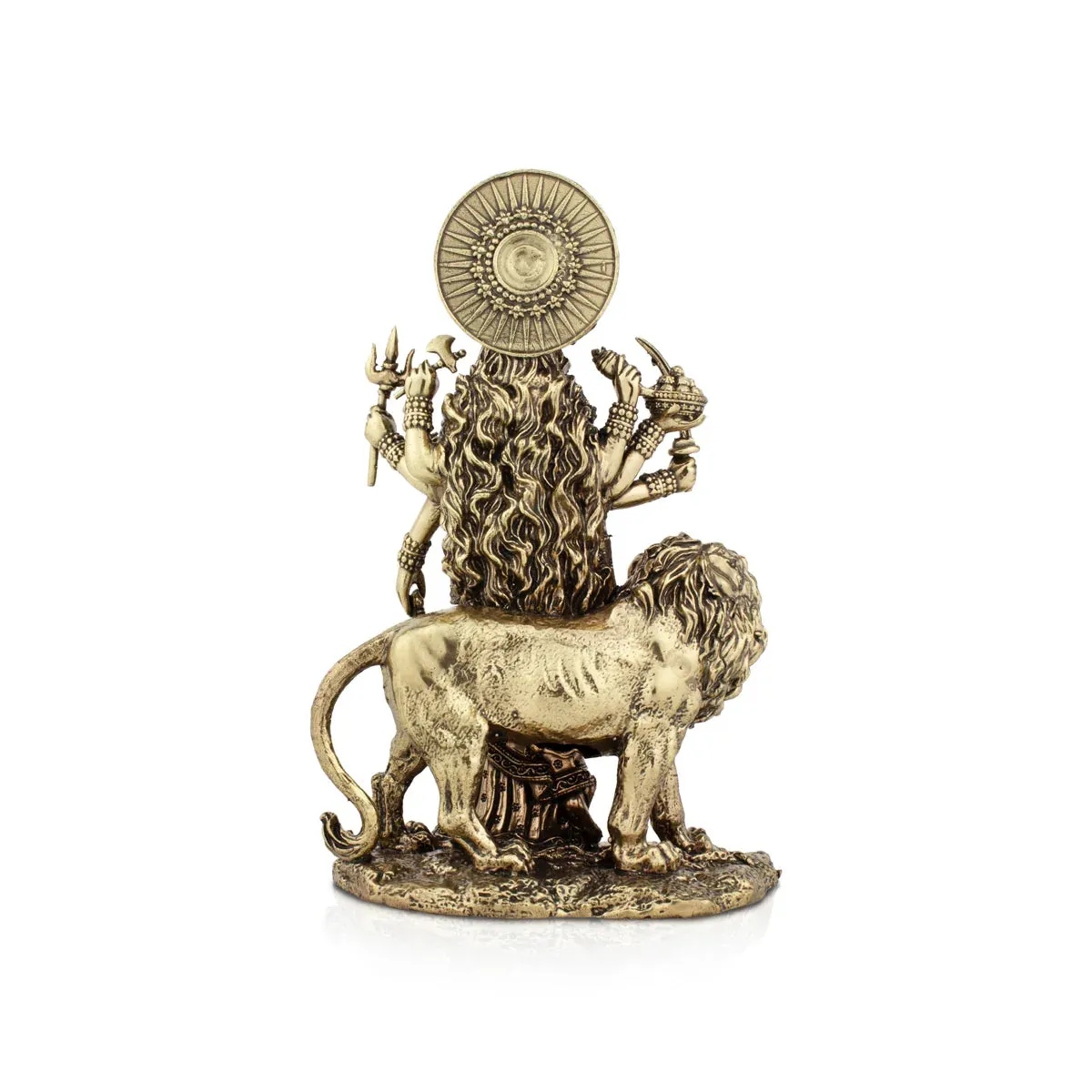 Durga Devi - 6 x 4 Inches | Durga Statue Sitting On Lion/ Brass Idol/ Durga Murti for Pooja/ 515 Gms Approx