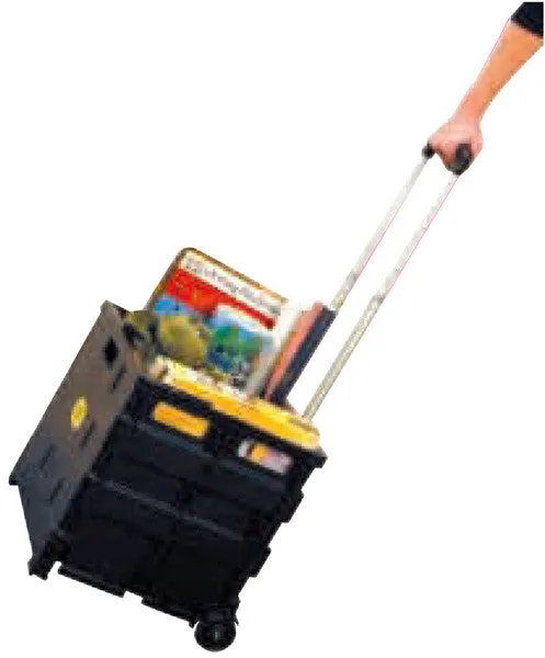 Easy Crate Rolling Foldable Plastic Crate With Telescopic Handle and 3in Wheels