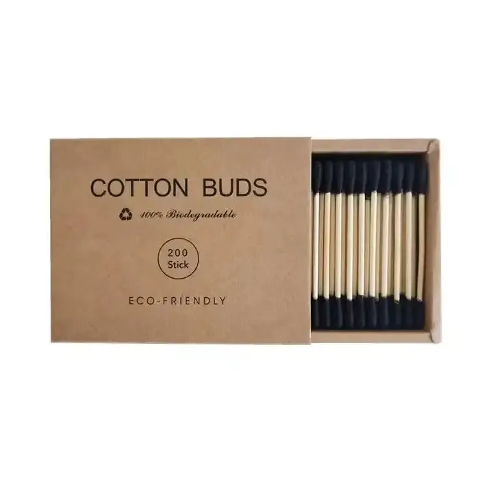 Eco-Friendly Biodegradeable bamboo stick cotton buds/swab/q-tip for cleaning/make up