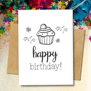 Eco Friendly Happy Birthday Card, Cupcake