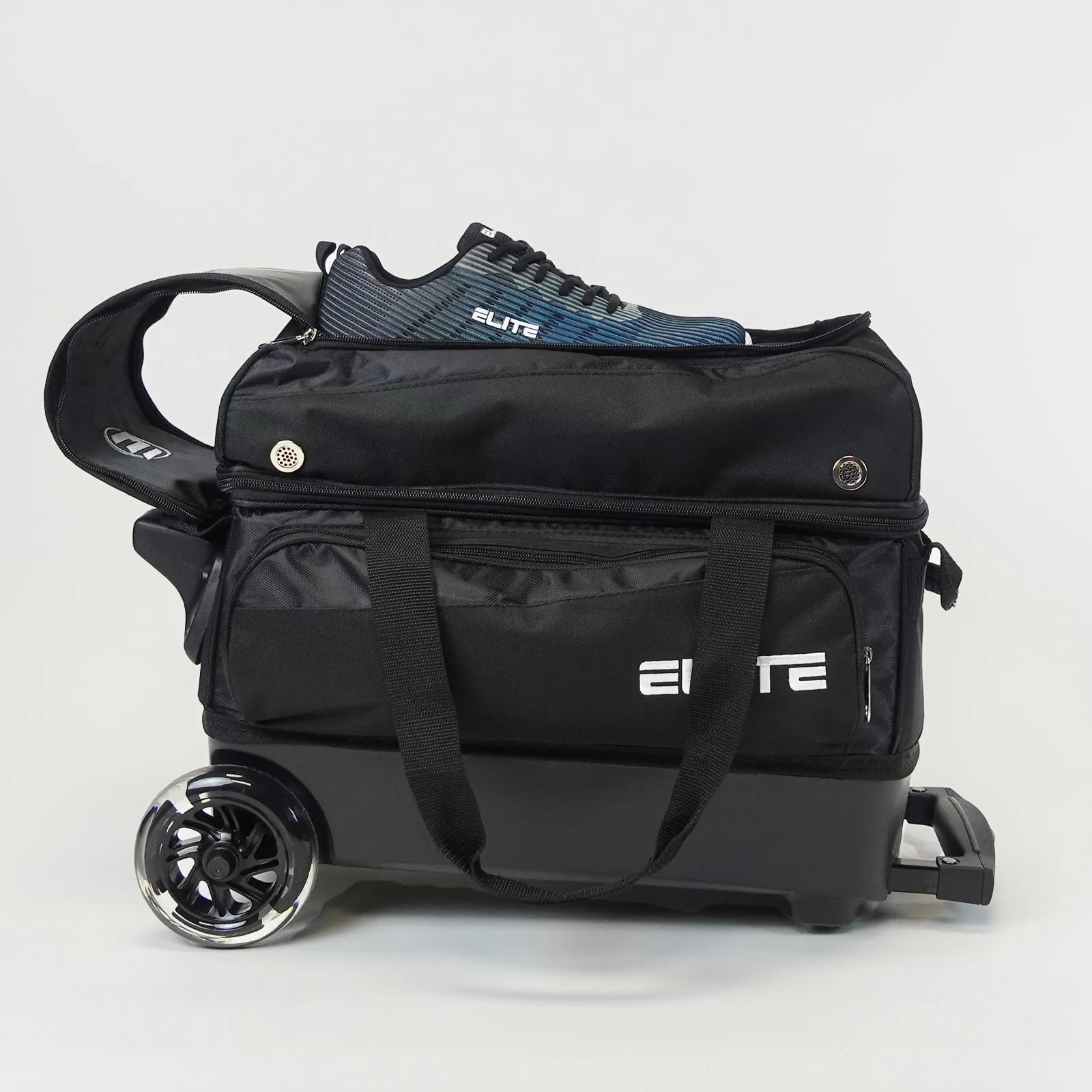 ELITE Deluxe Double Roller Bowling Bag Black