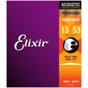 Elixir Acoustic Guitar Strings Nanoweb Phosphor Bronze Heavy 13 53