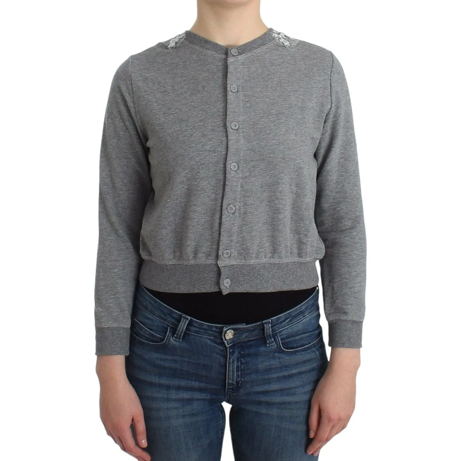 Ermanno Scervino Chic Gray Cotton Blend Short Cardigan