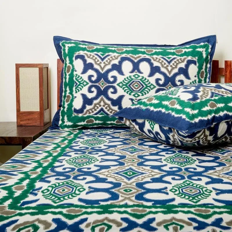 Ethnochic Printed Bedsheet - Blue