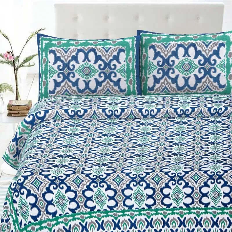 Ethnochic Printed Bedsheet - Blue