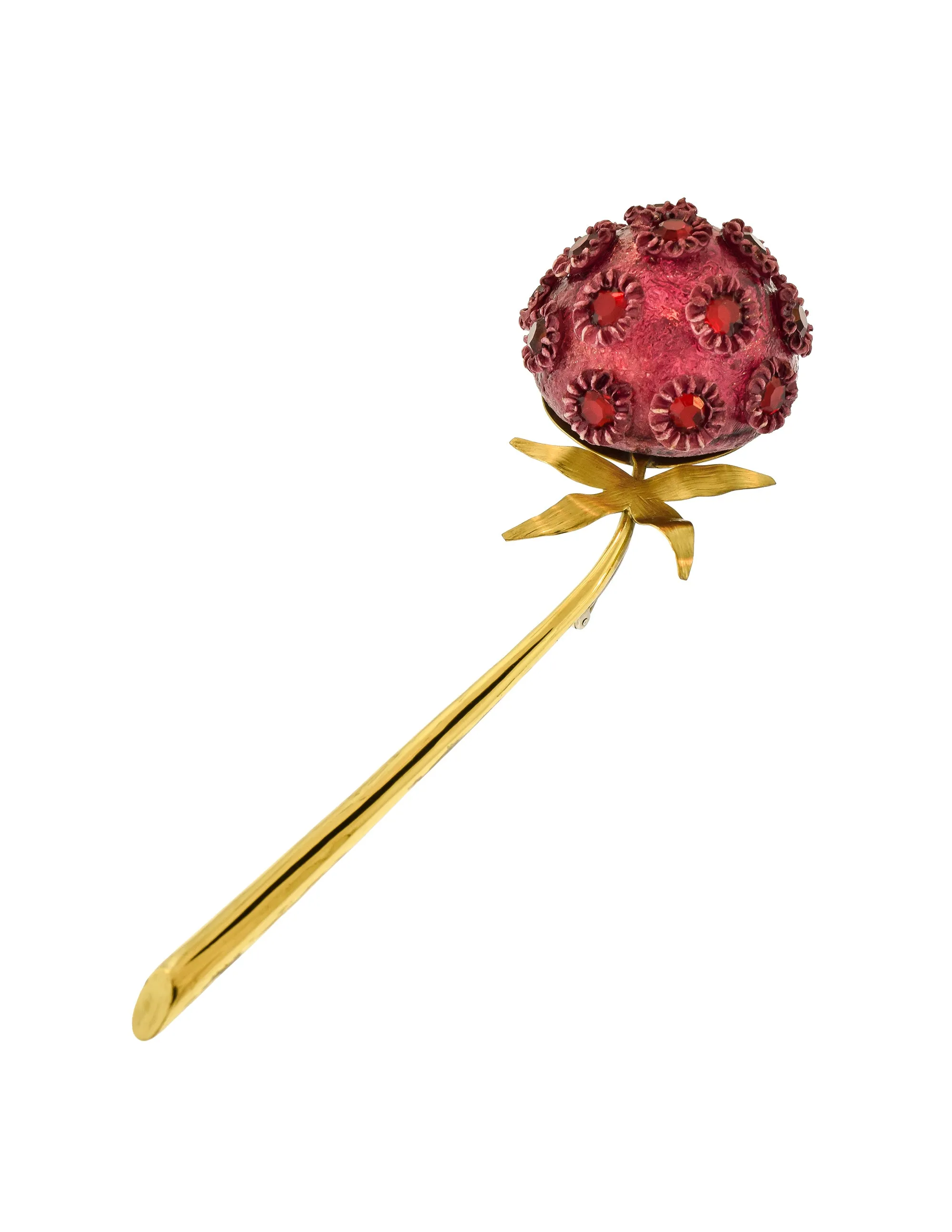 Fabrice Vintage Purple Red Brass Dandelion Flower Brooch Pin