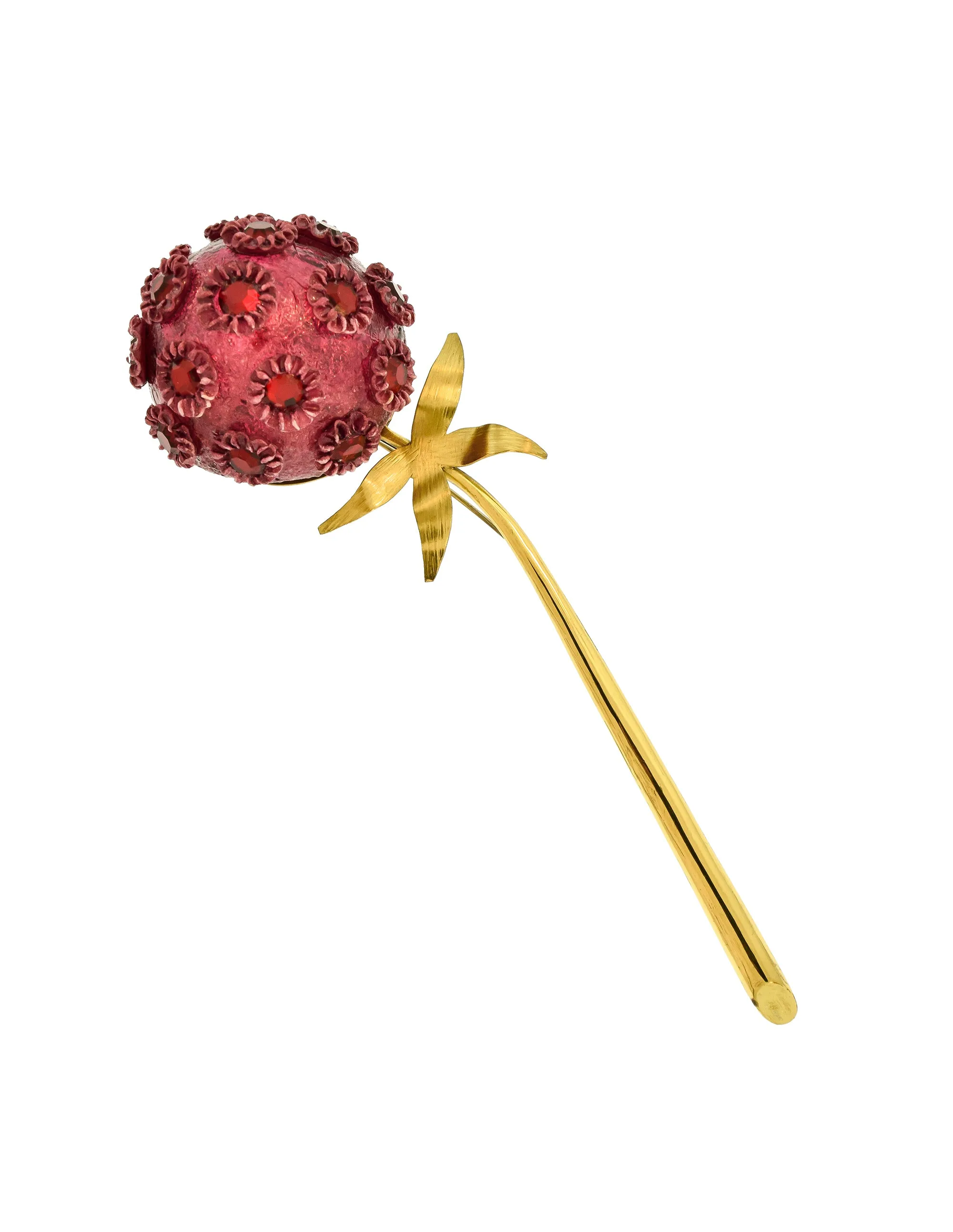 Fabrice Vintage Purple Red Brass Dandelion Flower Brooch Pin