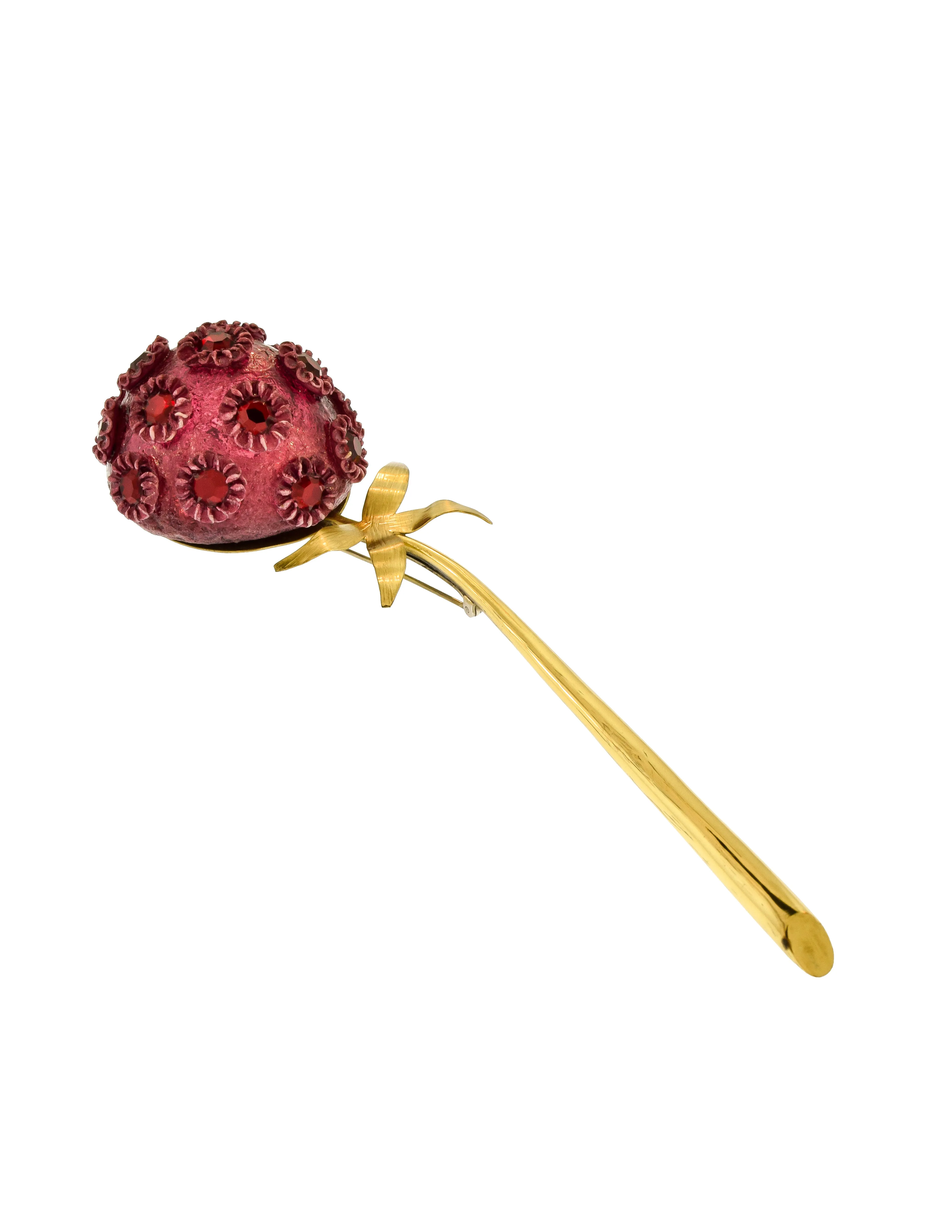 Fabrice Vintage Purple Red Brass Dandelion Flower Brooch Pin