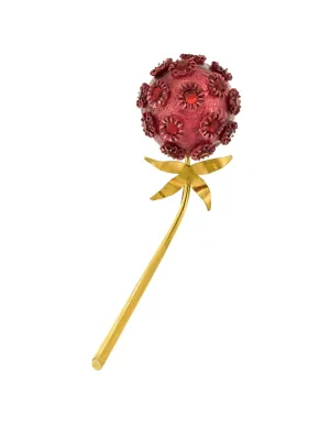 Fabrice Vintage Purple Red Brass Dandelion Flower Brooch Pin