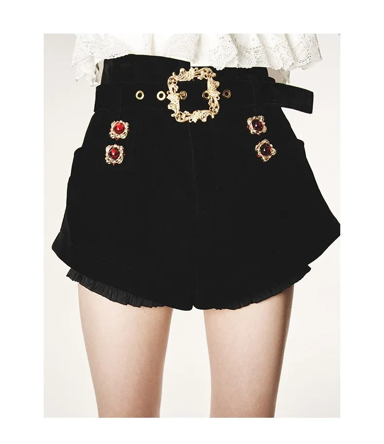 FAME Court Velvet Loose Small Shorts -Minie