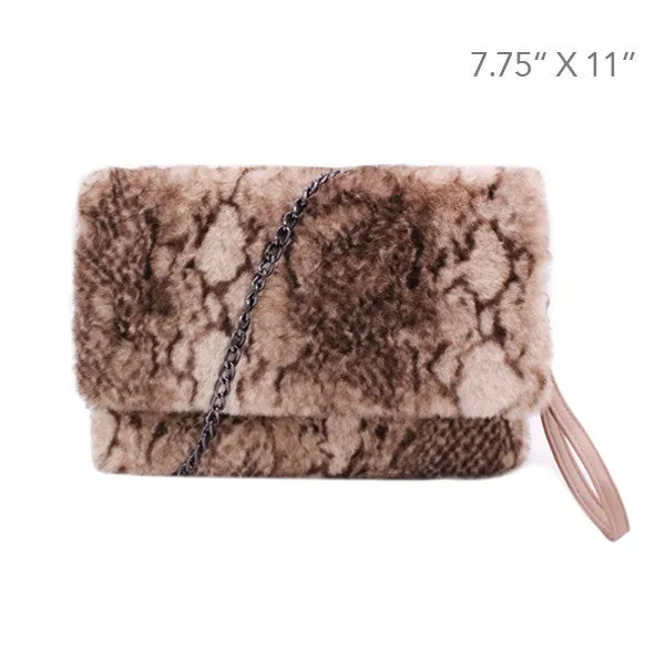 Faux Fur Shoulder Clutch Purse