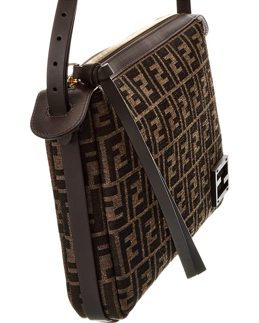 FENDI Simply Medium FF Jacquard & Leather Shoulder Bag