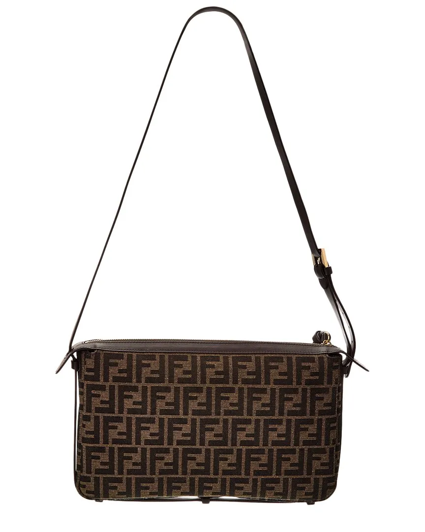 FENDI Simply Medium FF Jacquard & Leather Shoulder Bag