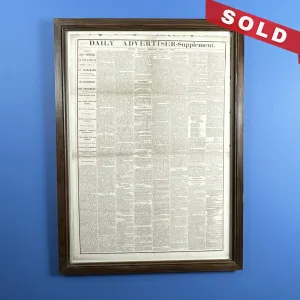 Framed April 17, 1865 newspaper reporting Lincoln's Assassination and Death