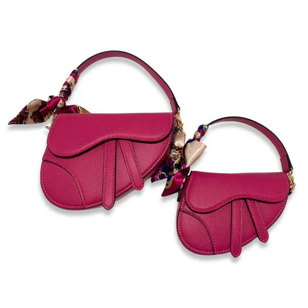 Fuchsia Saddle Purse