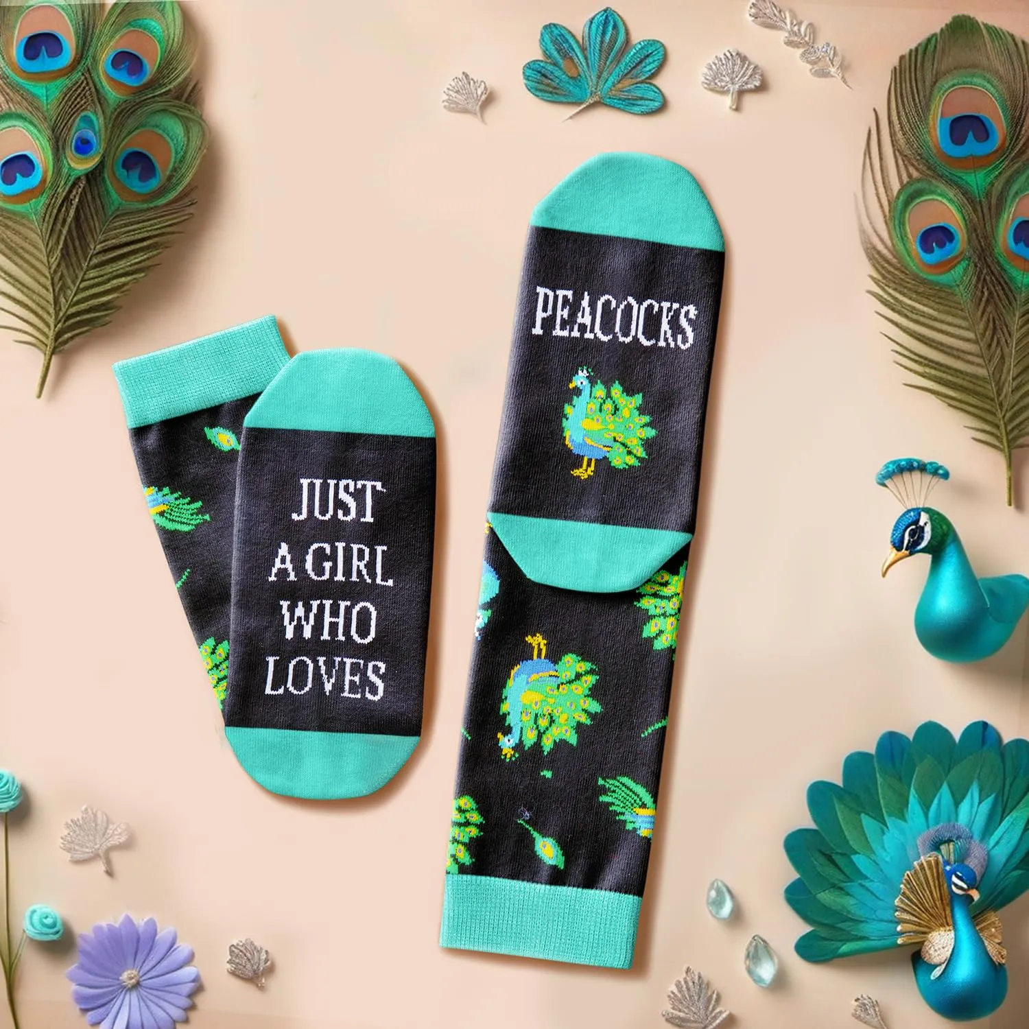 Funny Socks for Women - Peacock Gifts for Peacock Lovers, Peacock Socks for Female Teen Girls