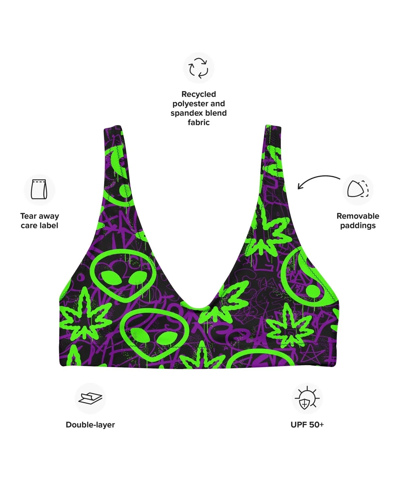 Ganja Graffiti Bra Top