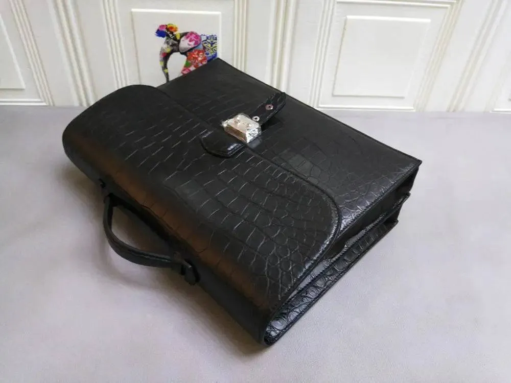 Genuine Crocodile Leather Briefcase Top Handle Bags