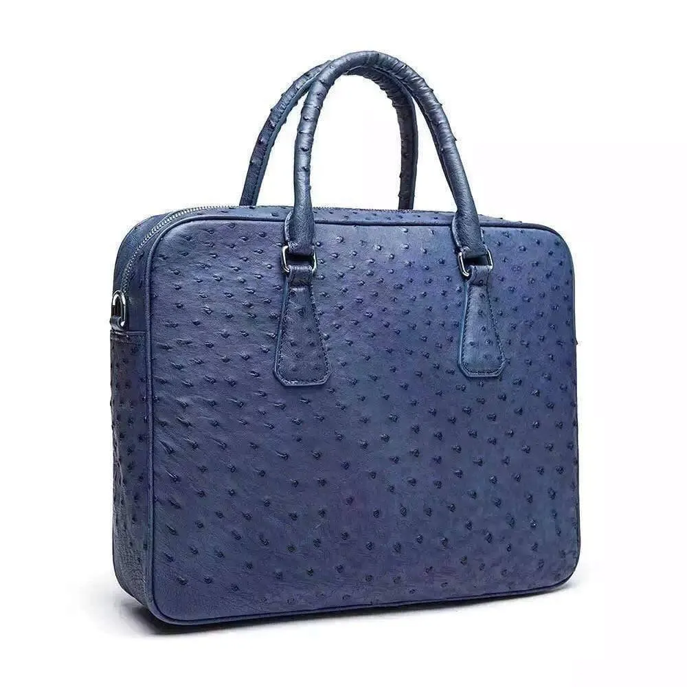 Genuine Ostrich Leather Briefcase Tote Bag