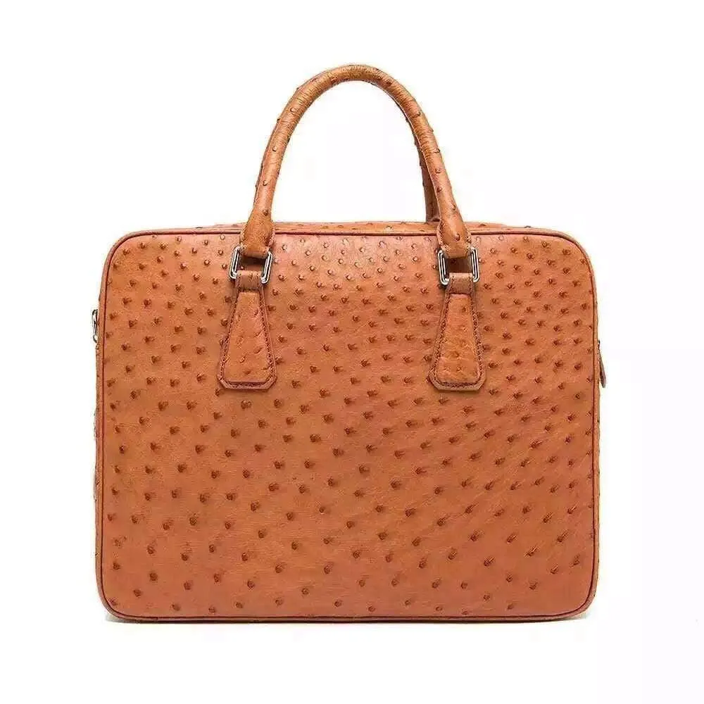 Genuine Ostrich Leather Briefcase Tote Bag