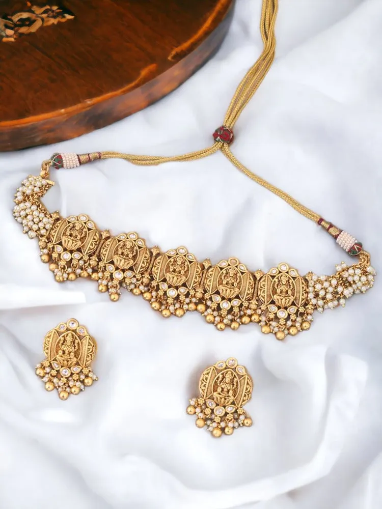 Golden Bagalamukhi Temple Jewellery Set