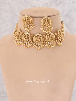 Golden Bagalamukhi Temple Jewellery Set