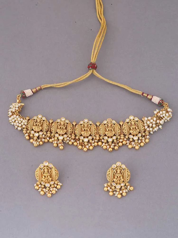 Golden Bagalamukhi Temple Jewellery Set