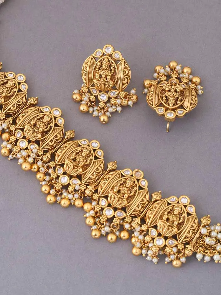 Golden Bagalamukhi Temple Jewellery Set