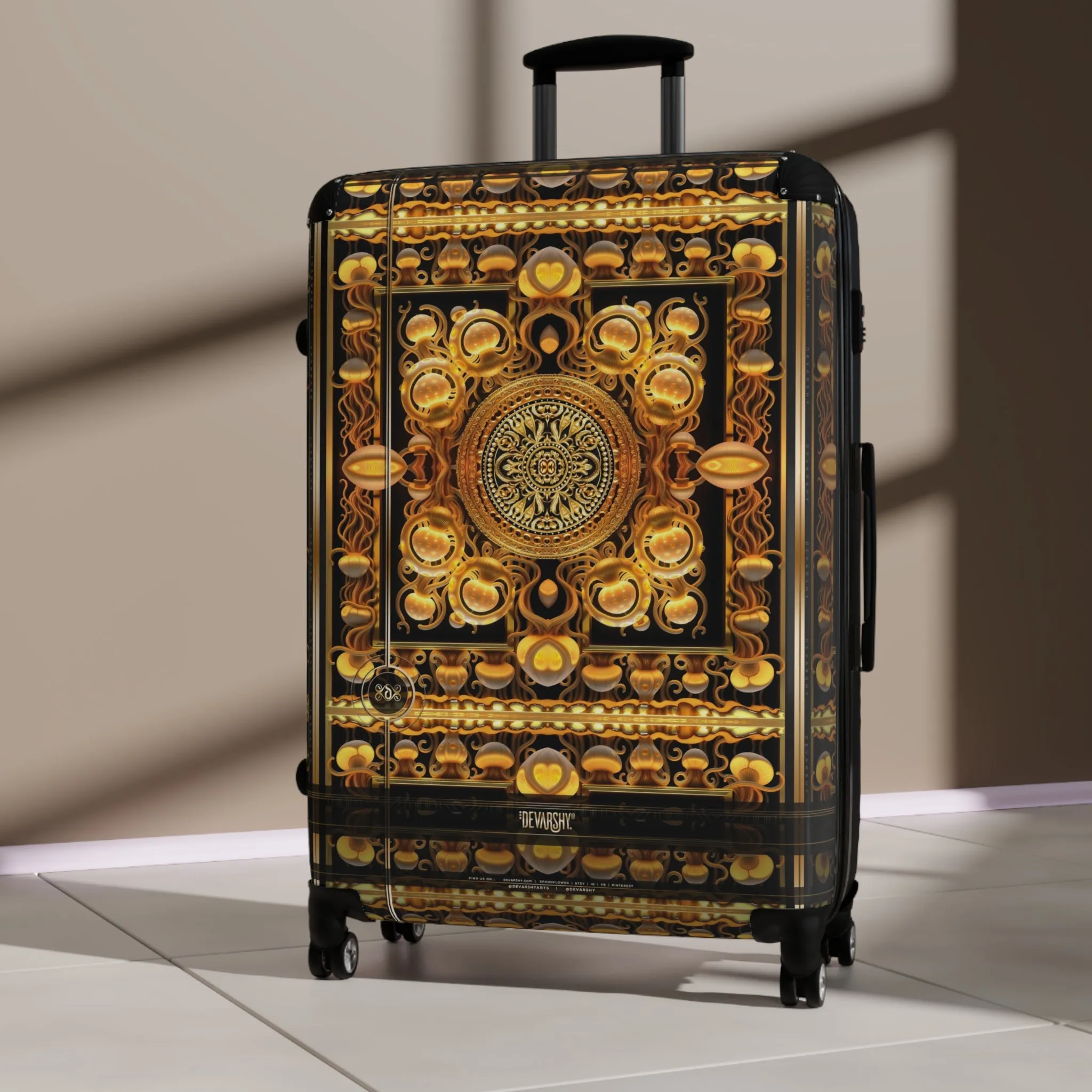 Golden Mushrooms Suitcase Rococo Travel Luggage Carry-on Suitcase Hard Shell Suitcase in 3 Sizes | D20181