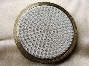 GORGEOUS Vintage Stratton Powder Compact,Swarovski Rhinestones Lid,Purse Compact,Elegant Design, Vintage Powder Compact,Collectible Compacts